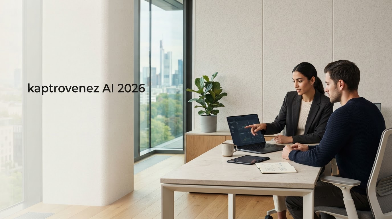 kaptrovenez AI 2026 – abstrakte Darstellung von Dateninfrastruktur und Entscheidungsoptimierung